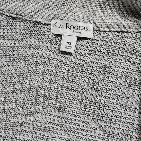 NWT Kim Rogers Light Gray Knit Open Front Cardigan Sweater Petite XL - Picture 7 of 8